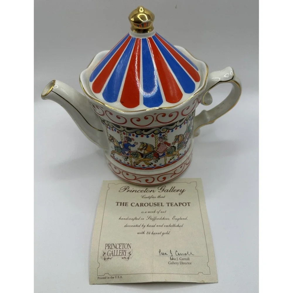 Sadler England Porcelain Carousel 2 Cup Teapot Tivoli Edwardian Entertainments